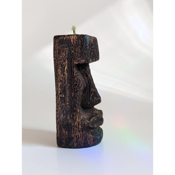Vintage Tiki Candle, Easter Island Stone Head, Moai Statue Candle, 60's 70's - Picture 4 of 10